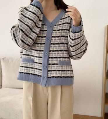 【現貨】小香拼色鈎織外套 <KR> - IKIMSTORE