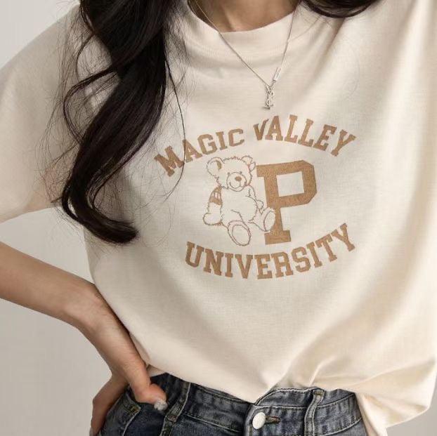 【現貨Pink】大學熊仔🐻短袖T恤<KR> - IKIMSTORE