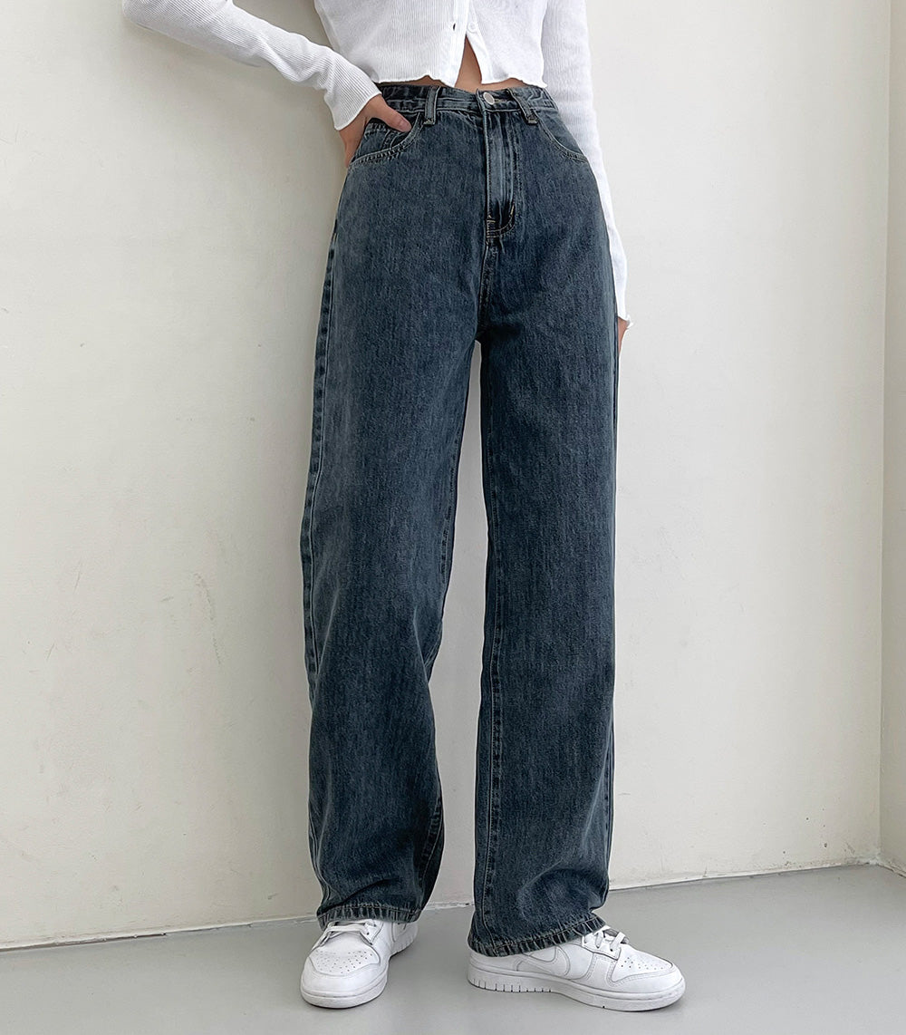 【3種長度/內橡筋】水洗闊腿牛仔褲(S-2XL)