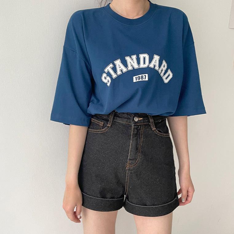 韓製卷邊牛仔短褲<KR>(S-L) - IKIMSTORE