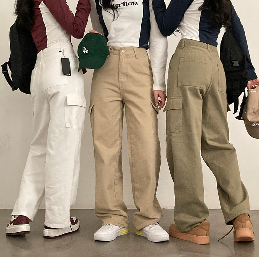 【3種長度】美式復古寬版工裝長褲(S-2XL)