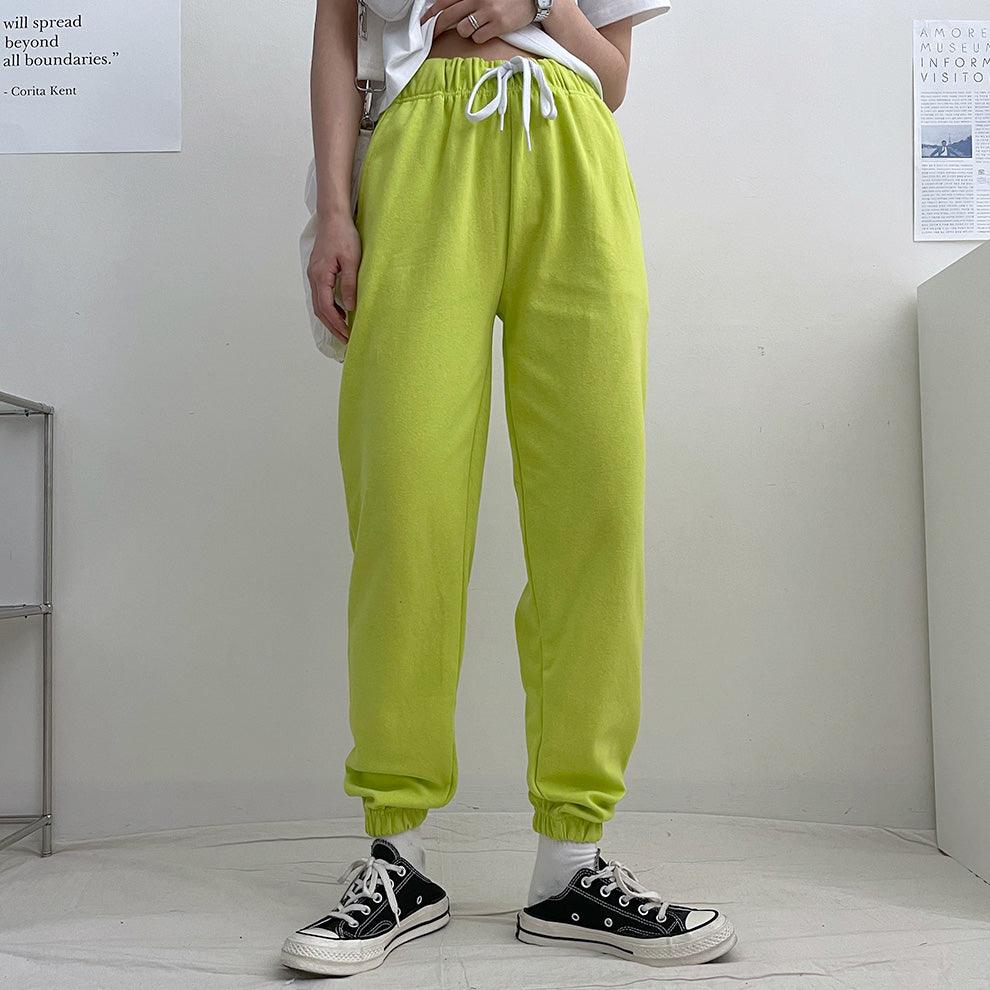 【韓製/S-5XL】高腰鬆緊腰慢跑束腳褲<KR> (14color) - IKIMSTORE