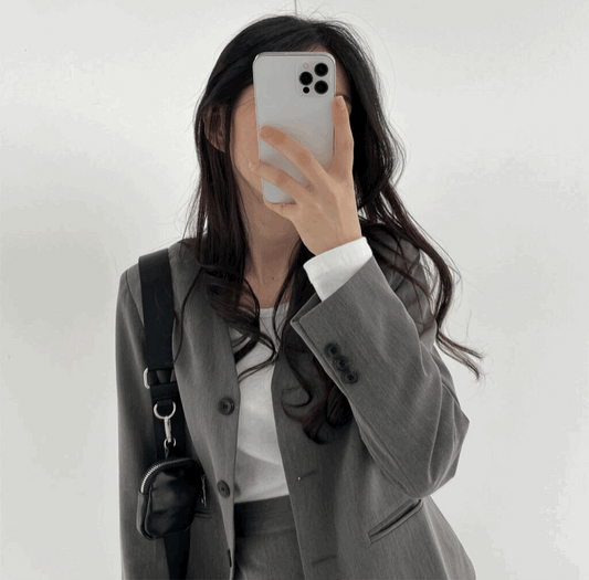 【氣質必入】V領西裝外套+裙子套裝 - IKIMSTORE