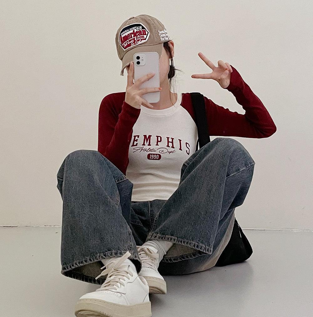 【現貨倒數!】韓製Memphis撞色插肩袖T恤<KR> - IKIMSTORE
