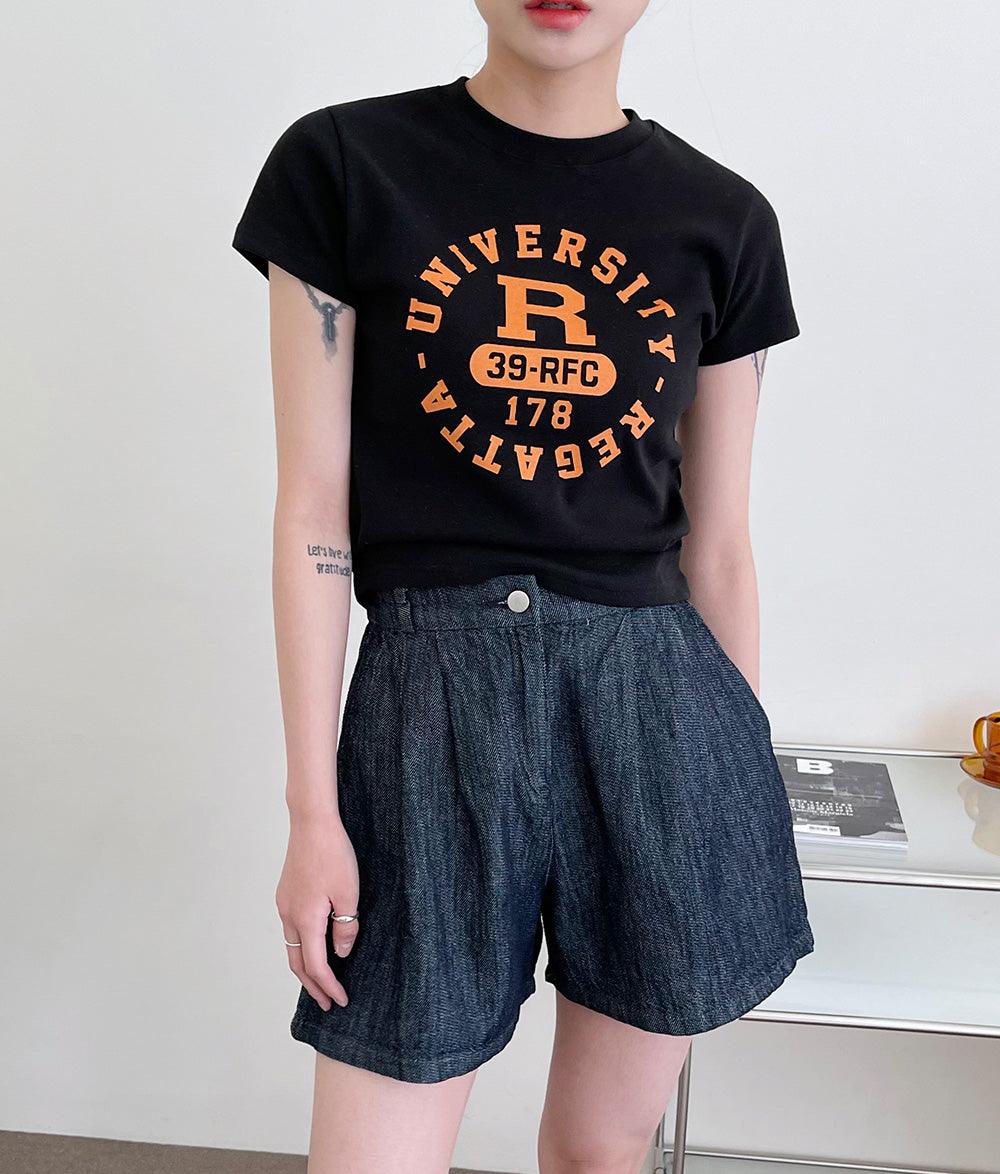 🧊【涼感/後橡筋腰!】兩針褶原色牛仔短褲<KR>(S~2XL) - IKIMSTORE