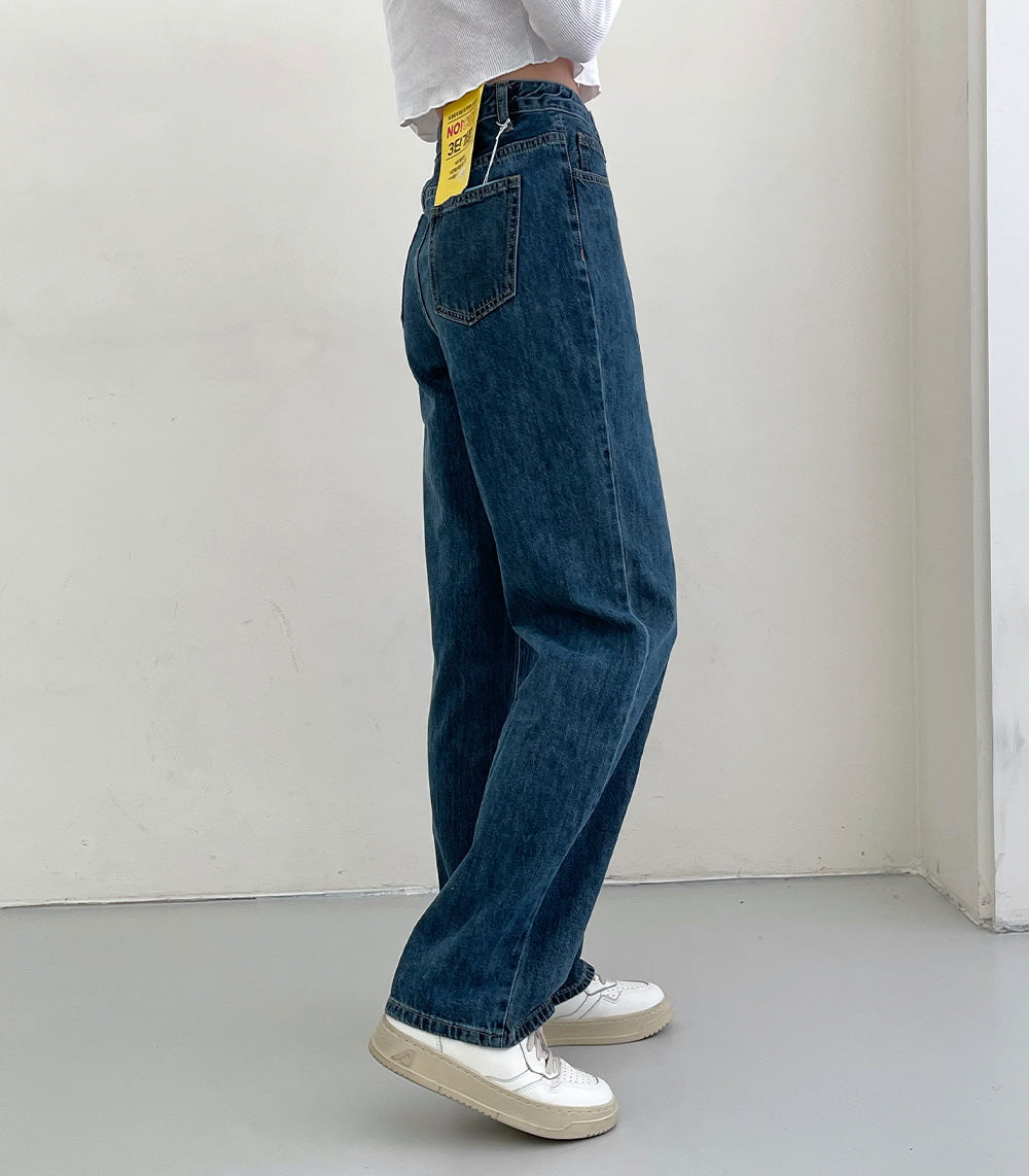 【3種長度/內橡筋】水洗闊腿牛仔褲(S-2XL)