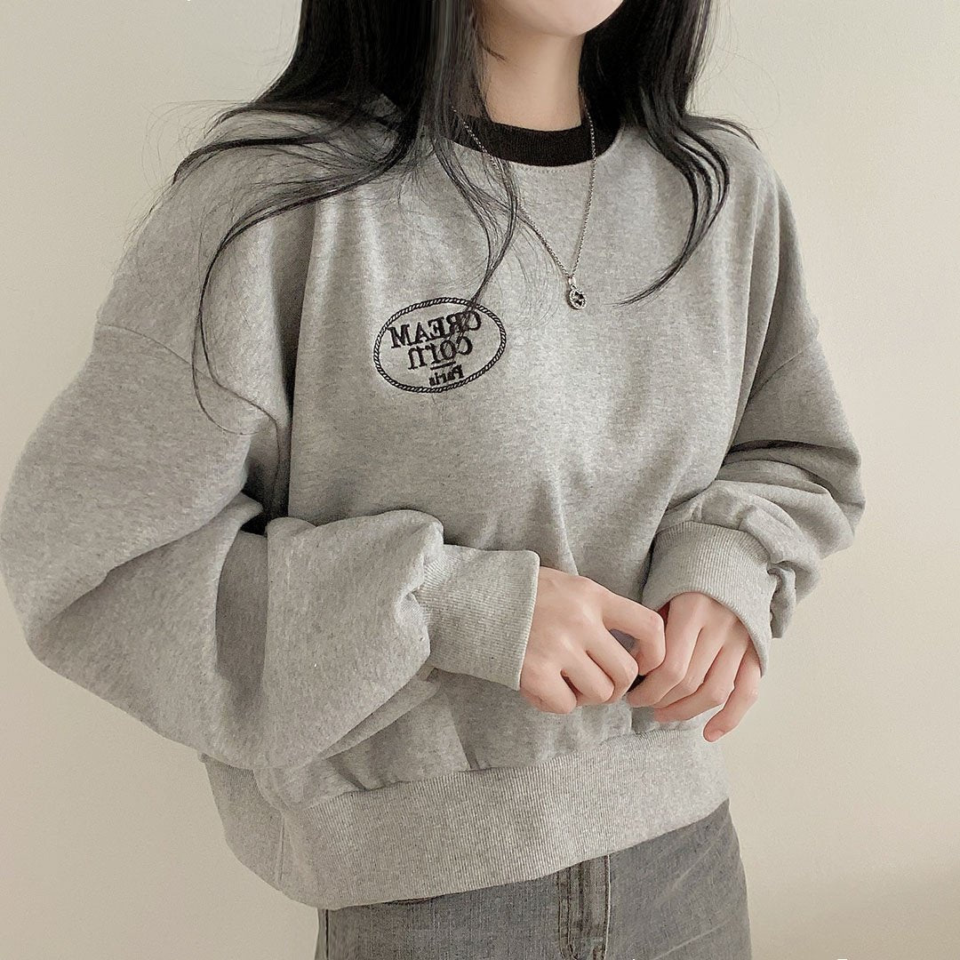 撞色Cream Corn刺繡衛衣