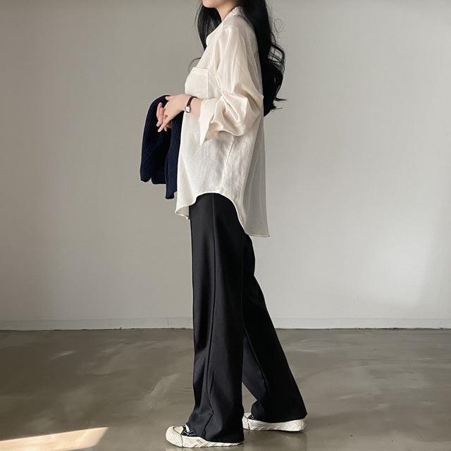 (含羊毛)摺線闊西褲 <KR> - IKIMSTORE