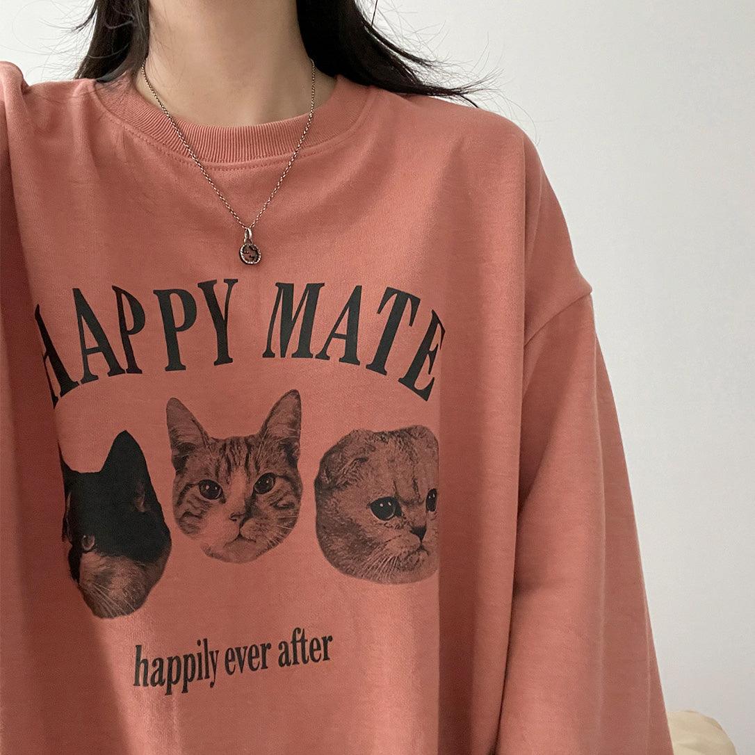韓製Happy Mate🐈小貓衛衣(4color)<KR> - IKIMSTORE
