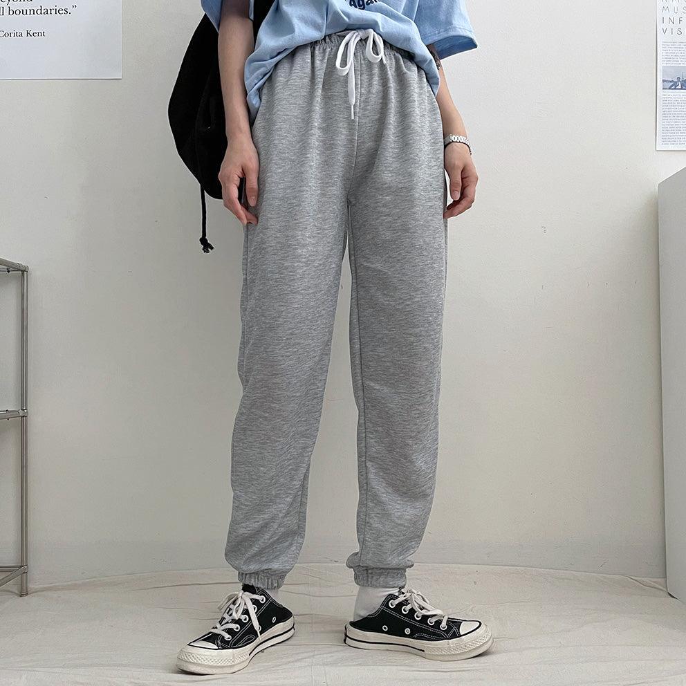 【韓製/S-5XL】高腰鬆緊腰慢跑束腳褲<KR> (14color) - IKIMSTORE