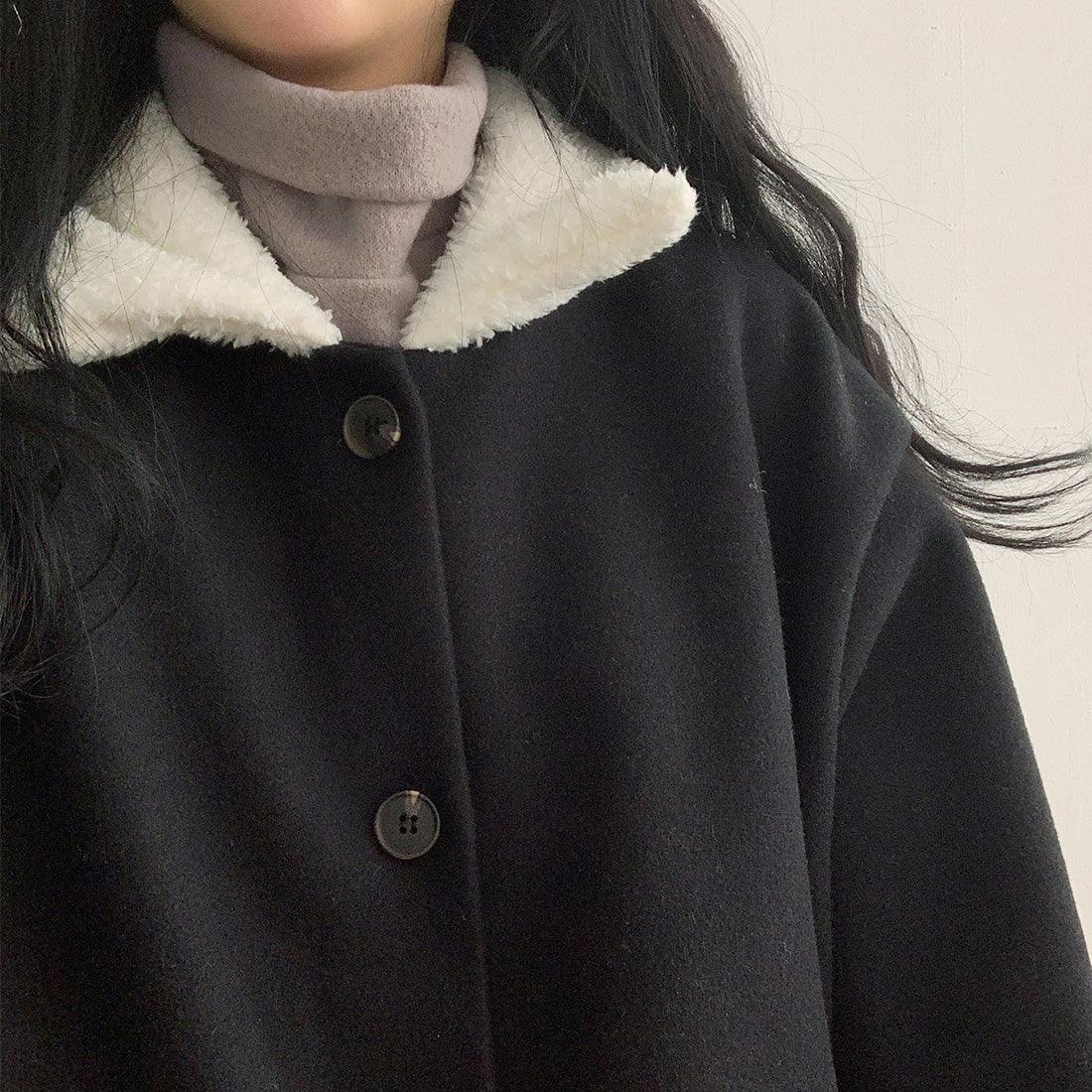 【現貨棕/黑】韓製毛絨絨毛呢夾克<KR> - IKIMSTORE