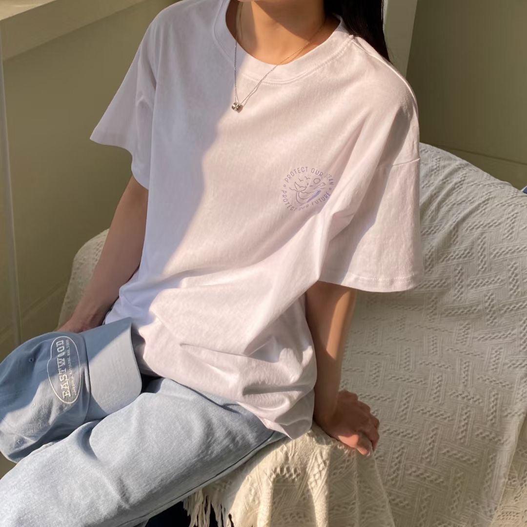 🐳鯨魚圖案短袖T恤<KR> - IKIMSTORE