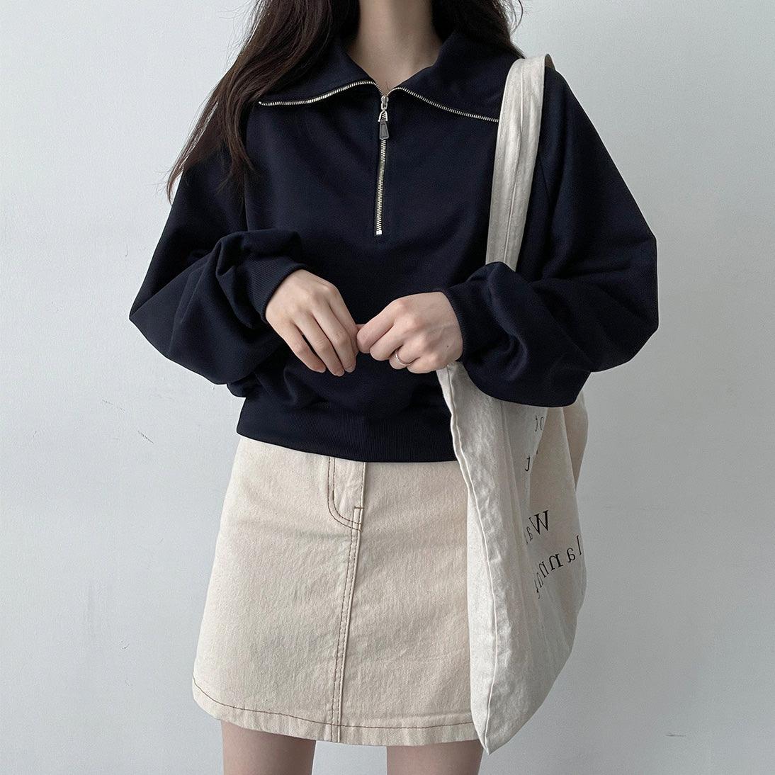 韓製半拉鏈翻領衛衣<KR>(5color) - IKIMSTORE