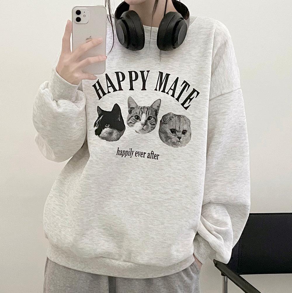 韓製Happy Mate🐈小貓衛衣(4color)<KR> - IKIMSTORE