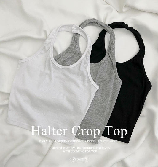 韓製羅紋掛脖背心(3color)<KR> - IKIMSTORE