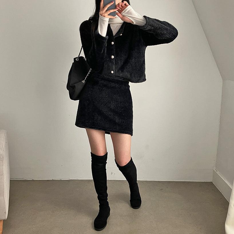 🤍冬日柔軟絨絨小香套裝<KR> - IKIMSTORE