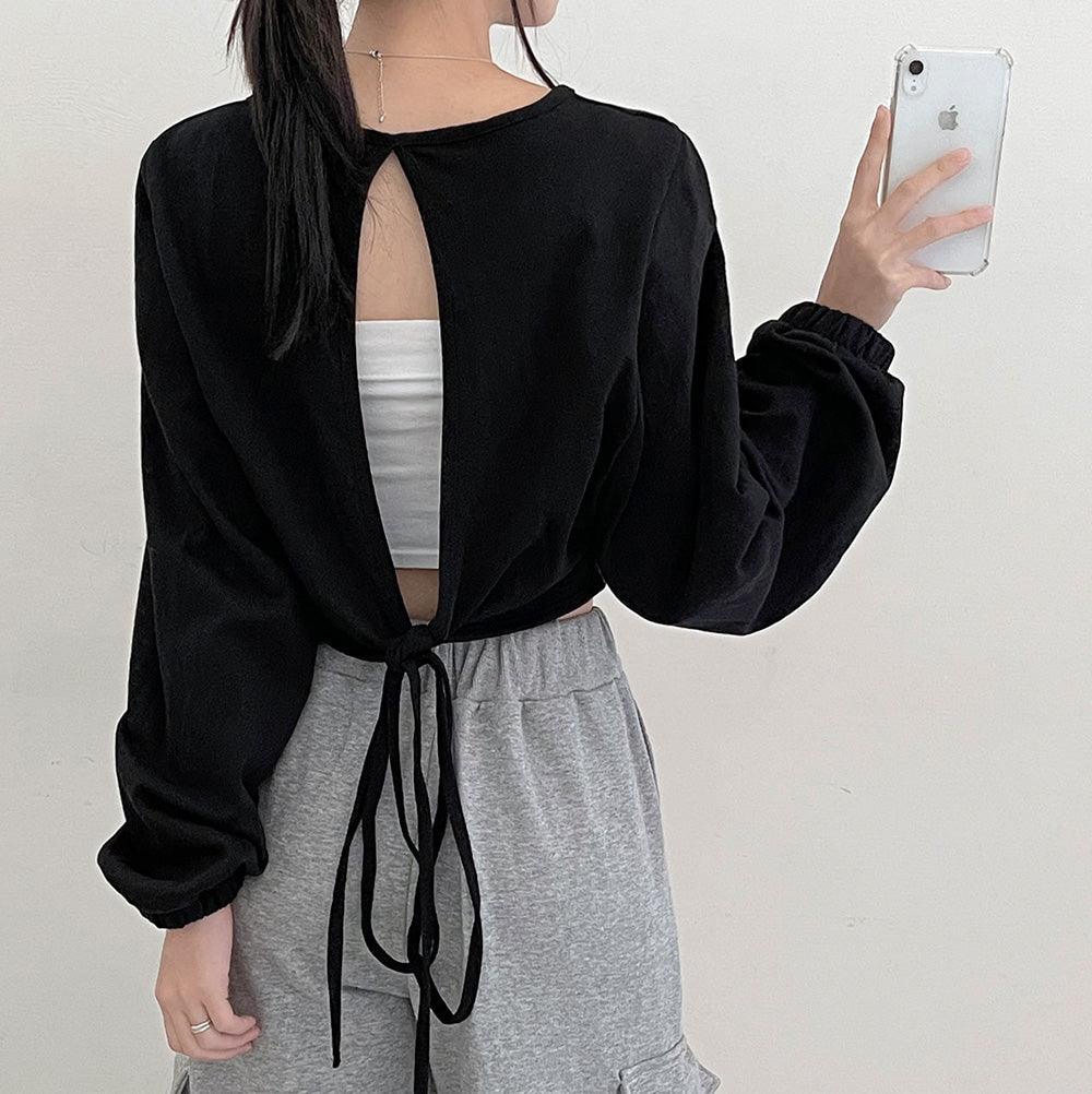 韓製露背綁帶衛衣<KR> - IKIMSTORE