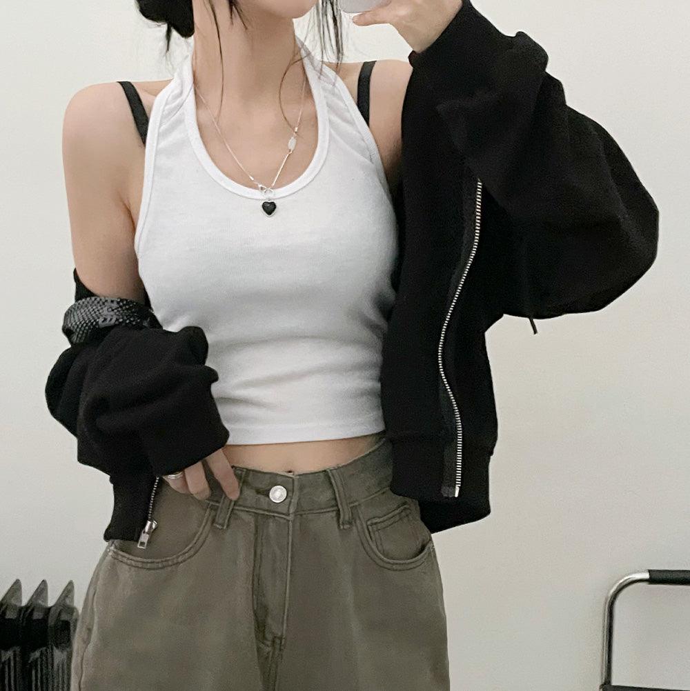 韓製羅紋掛脖背心(3color)<KR> - IKIMSTORE
