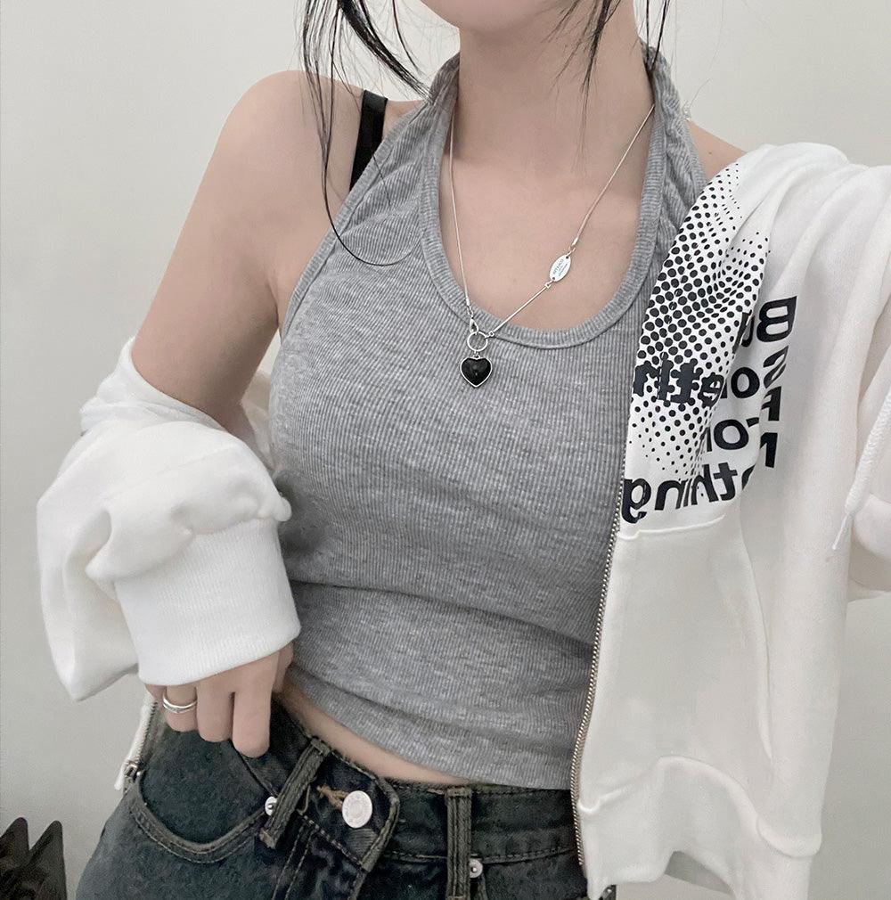 韓製羅紋掛脖背心(3color)<KR> - IKIMSTORE