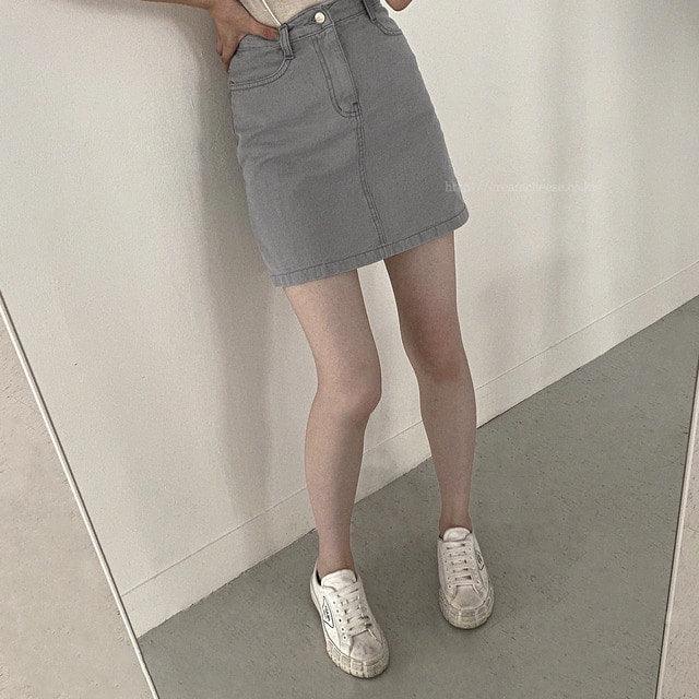 簡約明線牛仔裙<KR> - IKIMSTORE