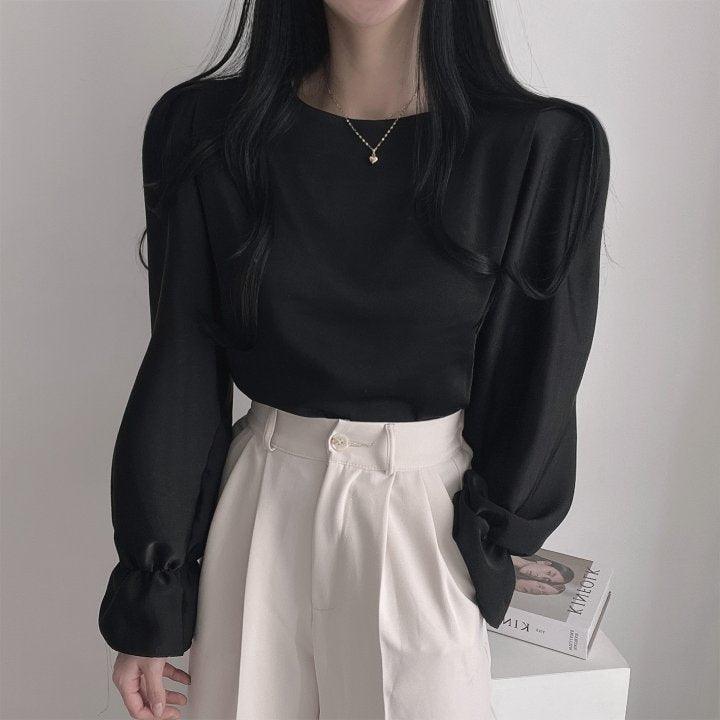 【現貨】氣質泡泡袖雪紡衫 <KR> - IKIMSTORE
