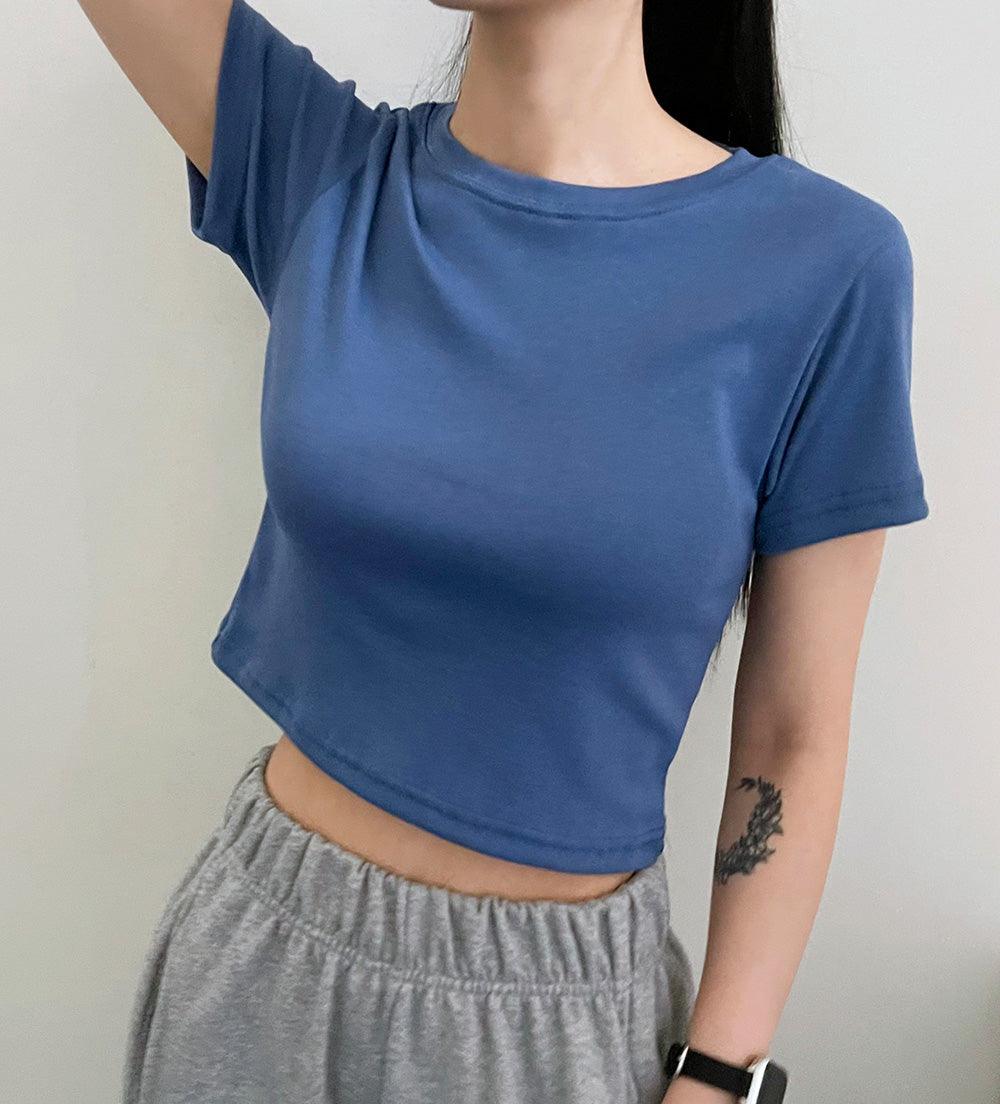 韓製日常棉質crop tee<KR> - IKIMSTORE