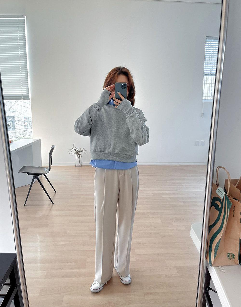 【後鬆緊腰/3種長度】單針褶暗扣西裝闊褲(S-2XL) - IKIMSTORE