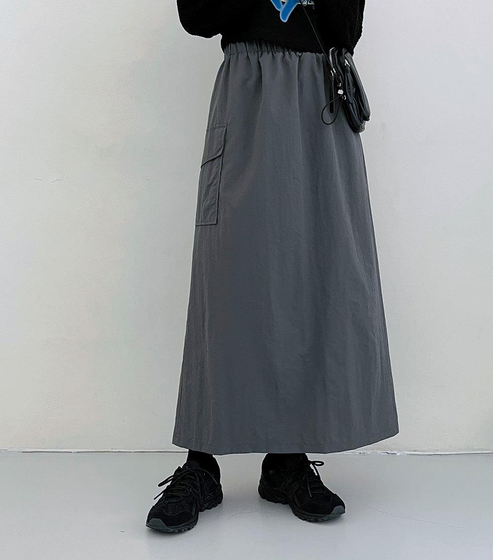 【輕盈料】日系工裝口袋長裙<KR> - IKIMSTORE