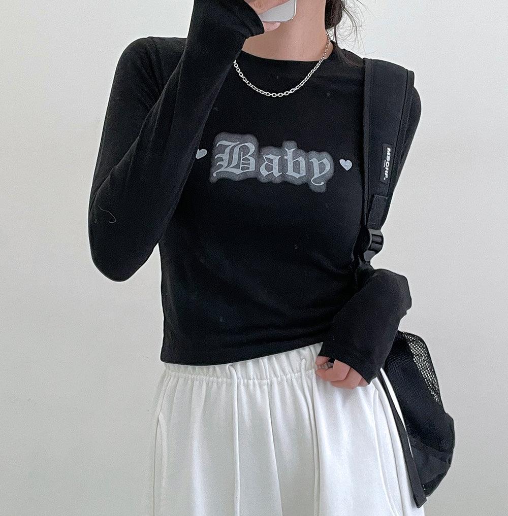 韓製Baby短款長袖T恤<KR> - IKIMSTORE