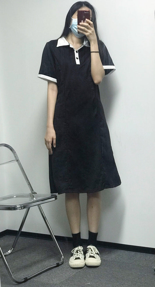【現貨】撞色polo連衣裙 - IKIMSTORE