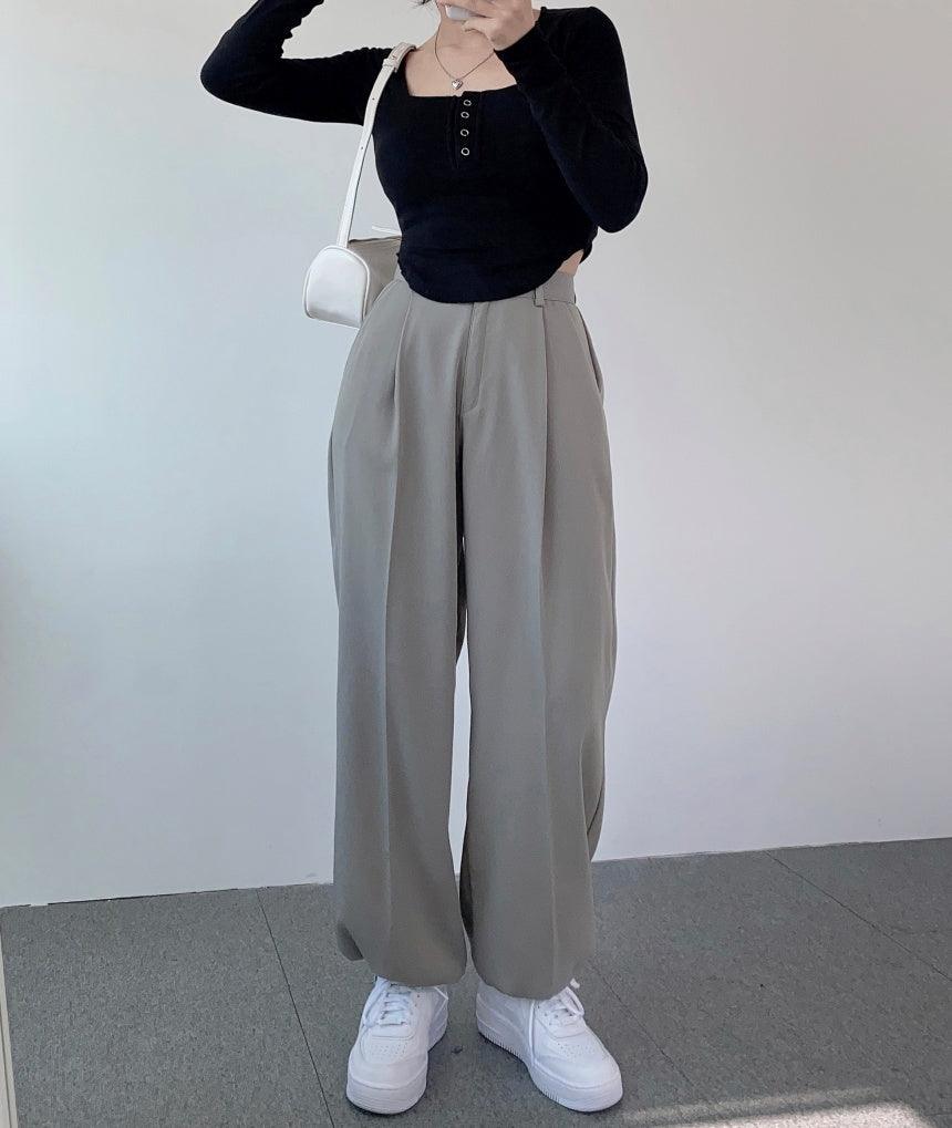 (兩穿!休閒/慢跑褲)束腳抽繩休閒闊褲<KR>(S-L) - IKIMSTORE