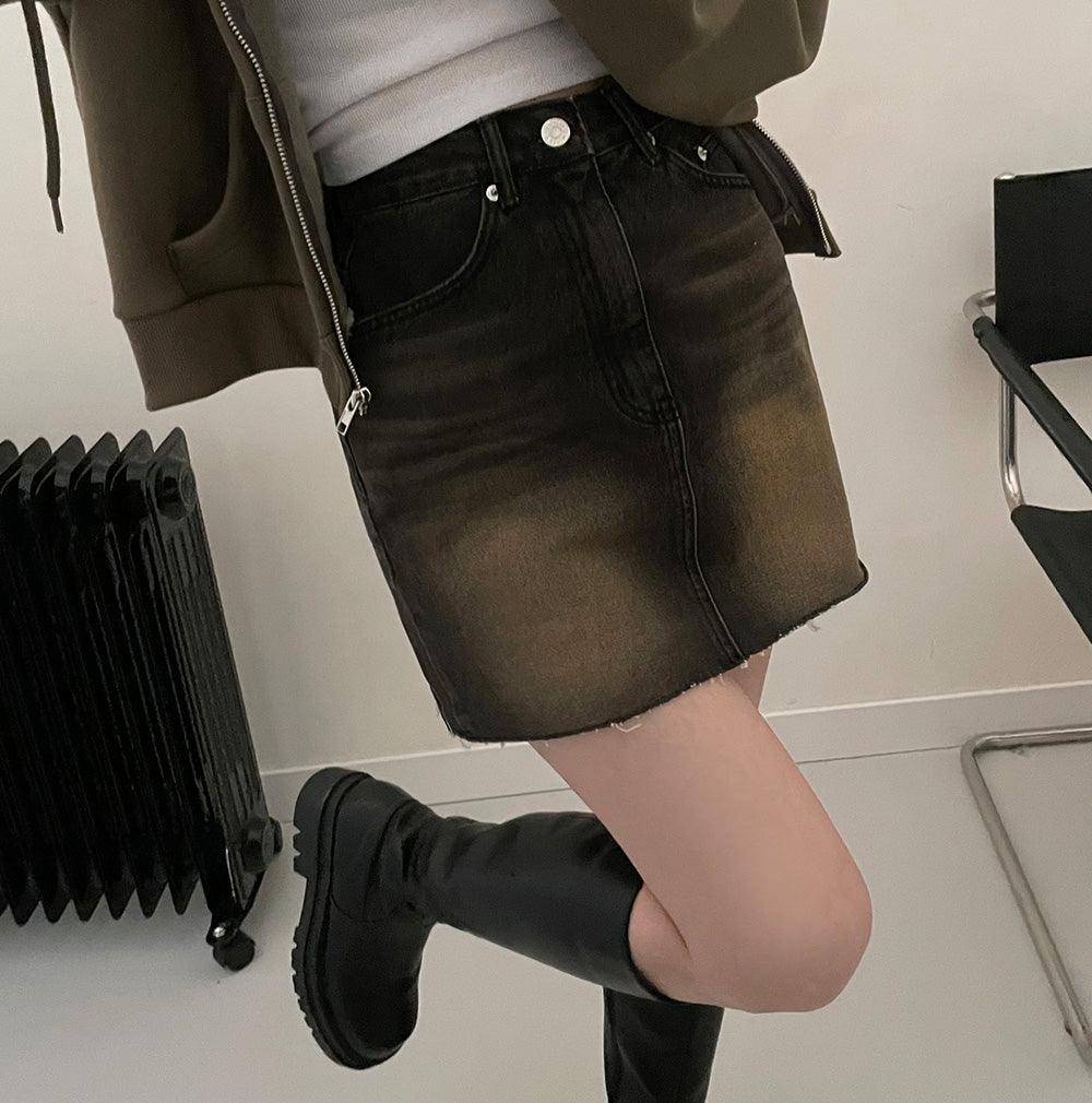【獨特】韓製復古青藍牛仔迷你裙<KR>(S-L) - IKIMSTORE