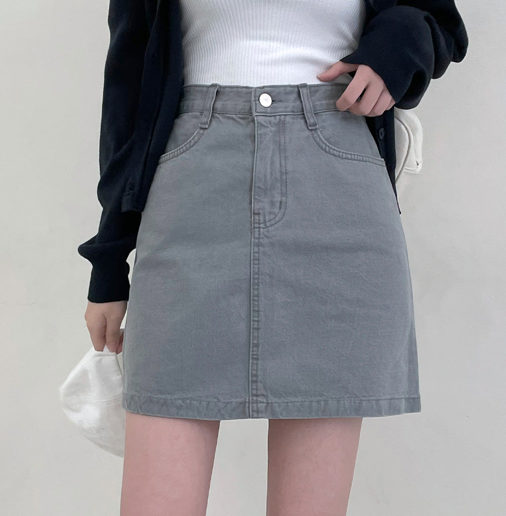 【現貨黑M】韓製明線牛仔迷你裙(S-2XL)