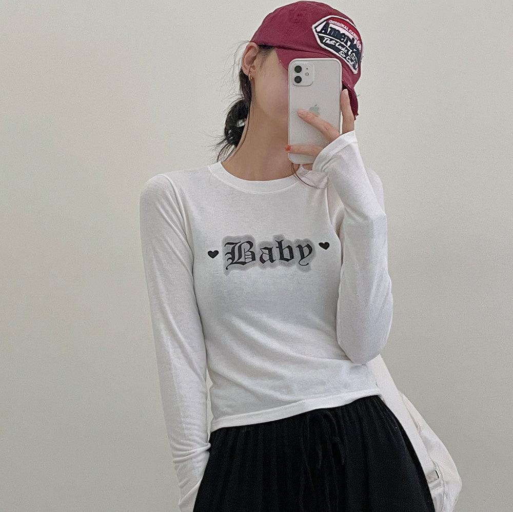 韓製Baby短款長袖T恤<KR> - IKIMSTORE