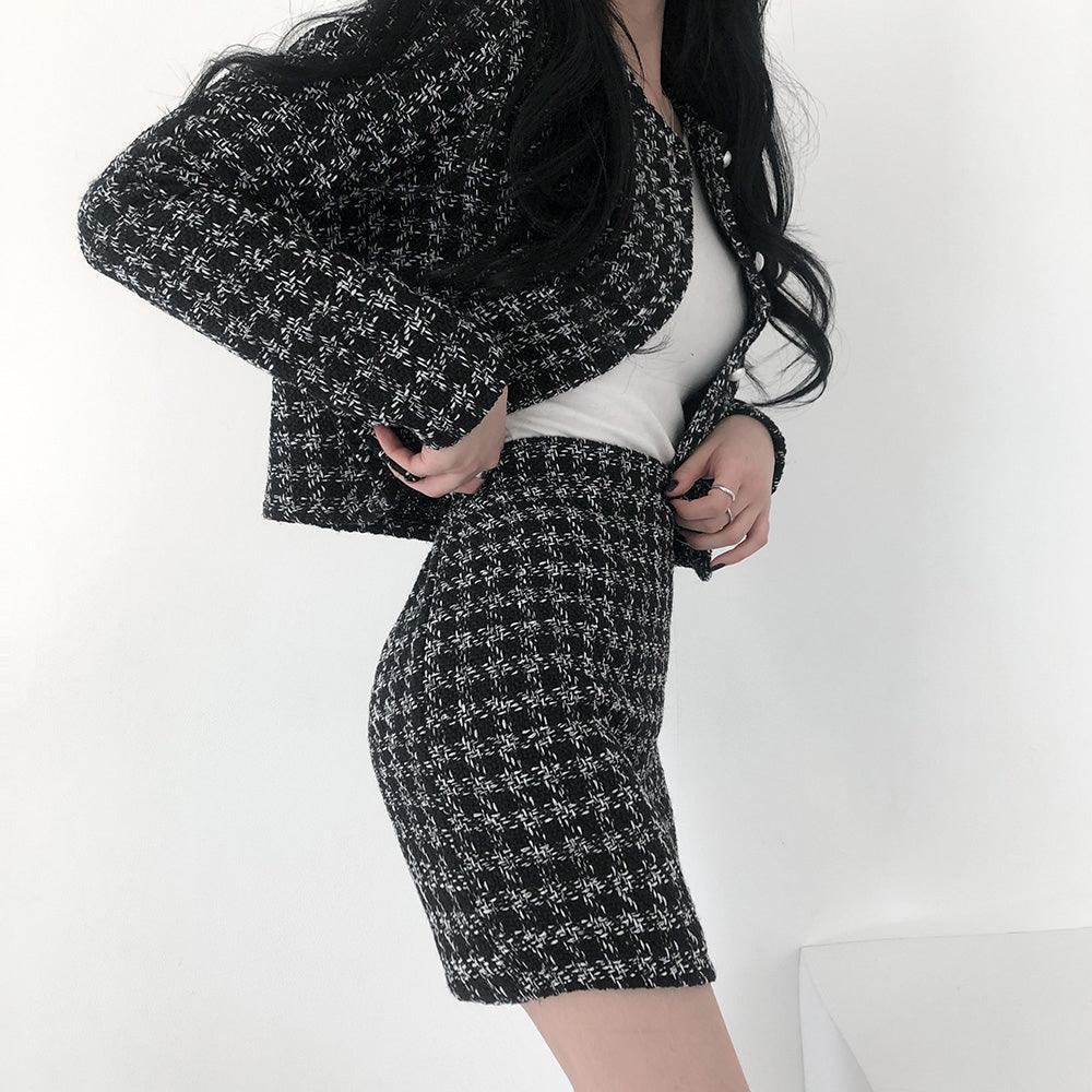 韓製氣質千鳥格紋套裝<KR> - IKIMSTORE