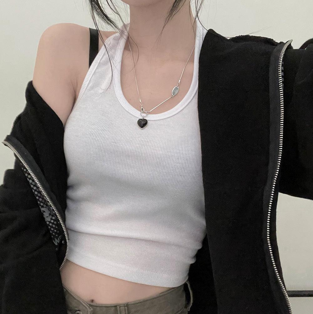 韓製羅紋掛脖背心(3color)<KR> - IKIMSTORE