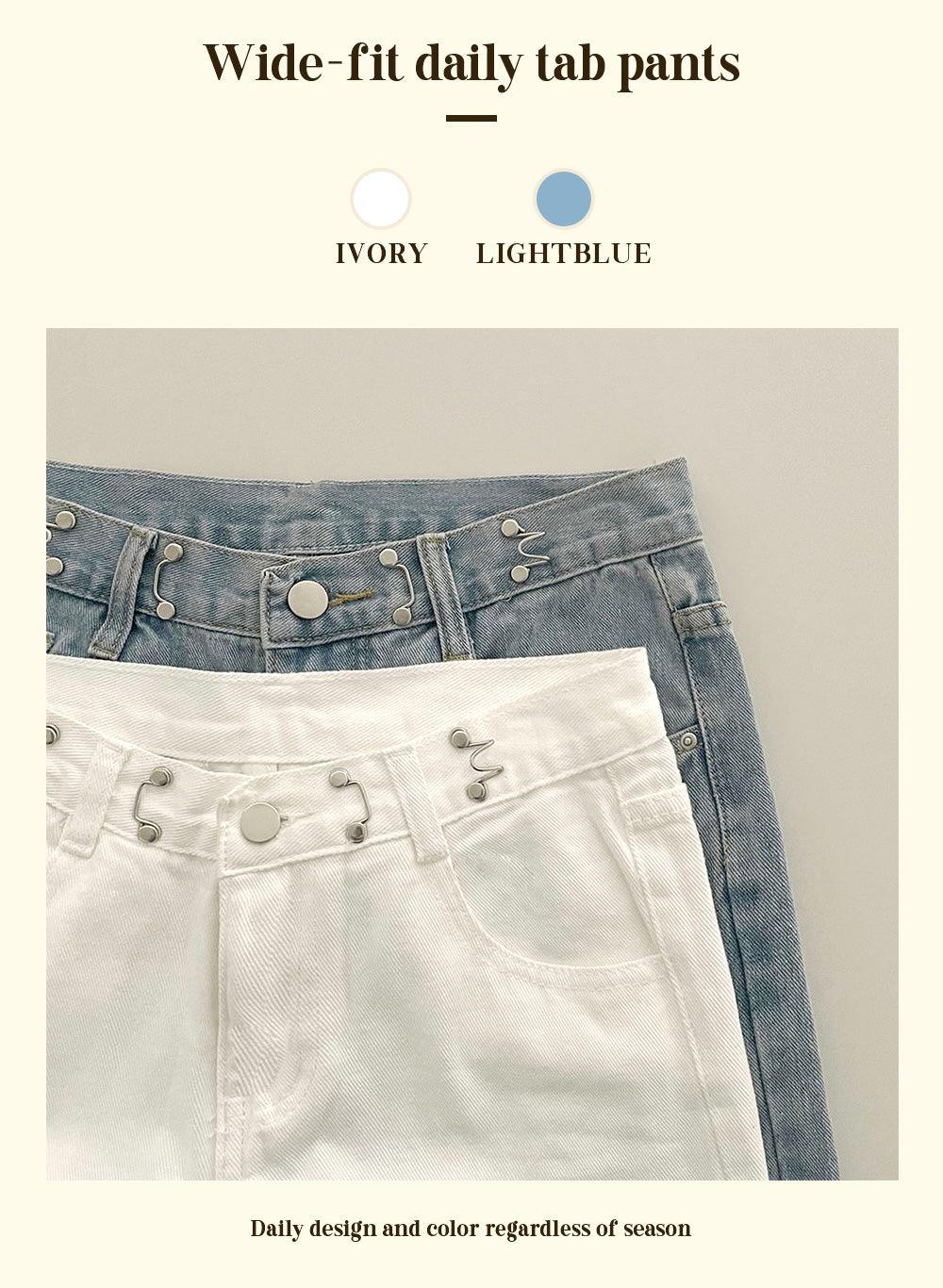 【可調節腰扣】Buckle直筒牛仔闊褲 - IKIMSTORE