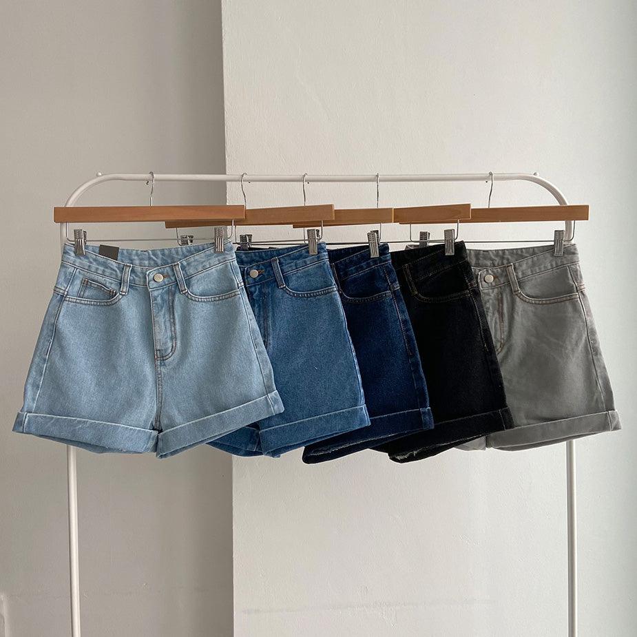韓製卷邊牛仔短褲<KR>(S-L) - IKIMSTORE