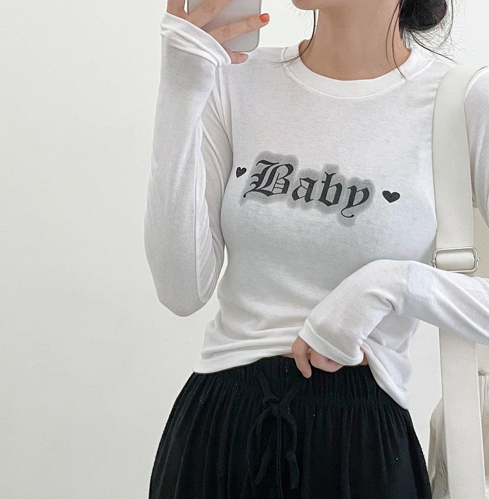 韓製Baby短款長袖T恤<KR> - IKIMSTORE