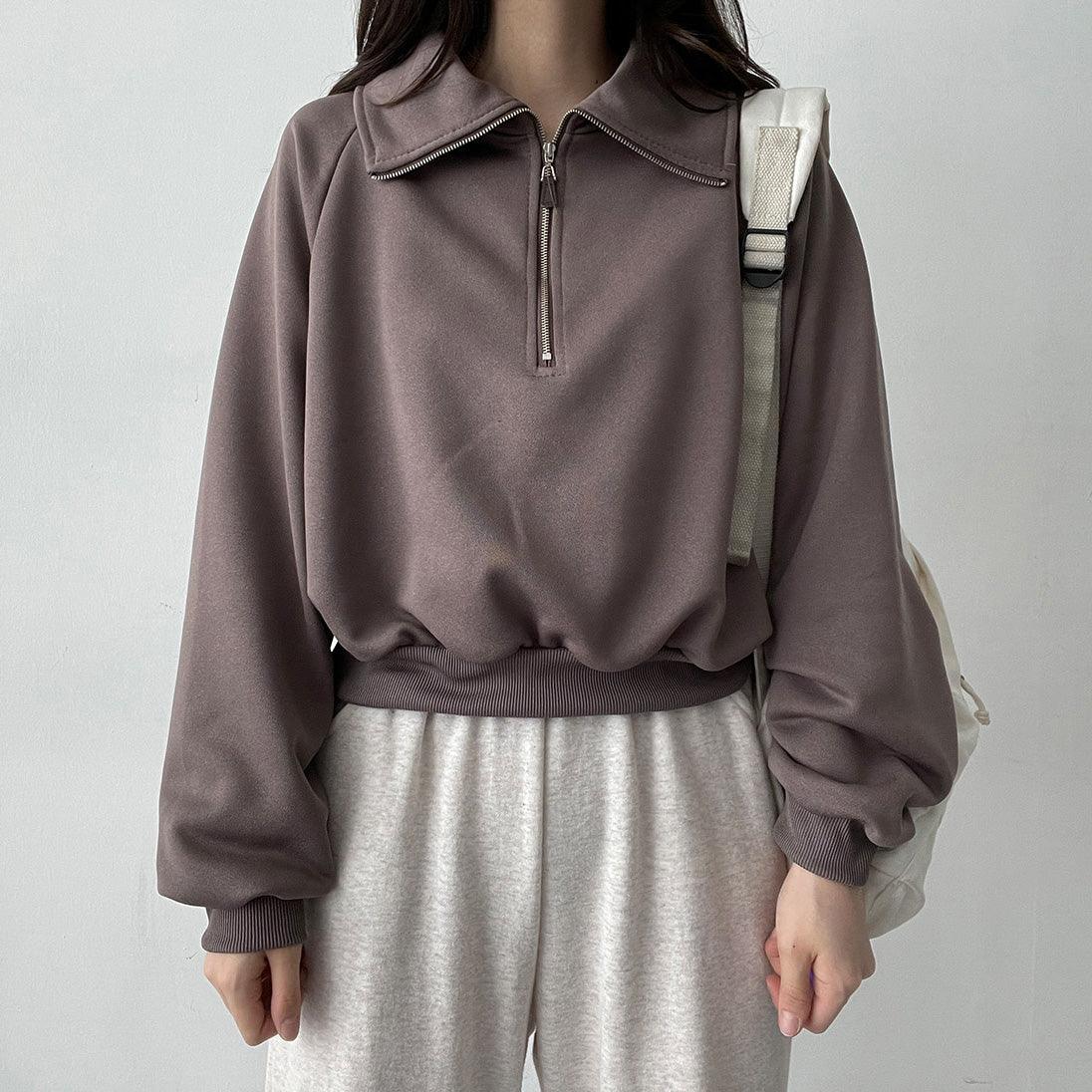 韓製半拉鏈翻領衛衣<KR>(5color) - IKIMSTORE