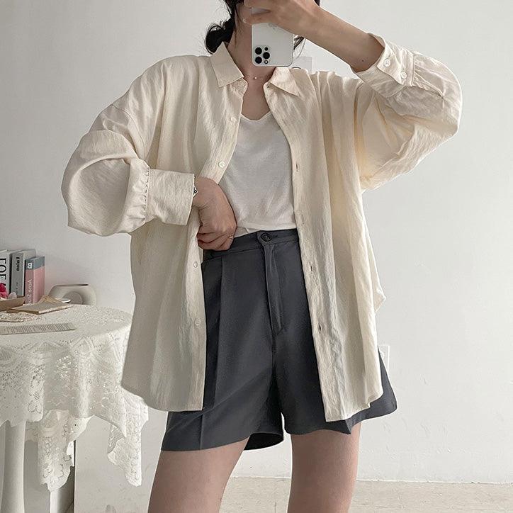 褶位後腰橡筋西裝短褲<KR> - IKIMSTORE
