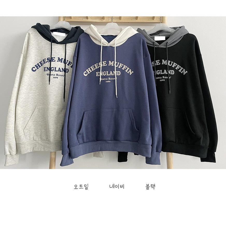 韓製Cheese Muffin拼色連帽衛衣<KR> - IKIMSTORE