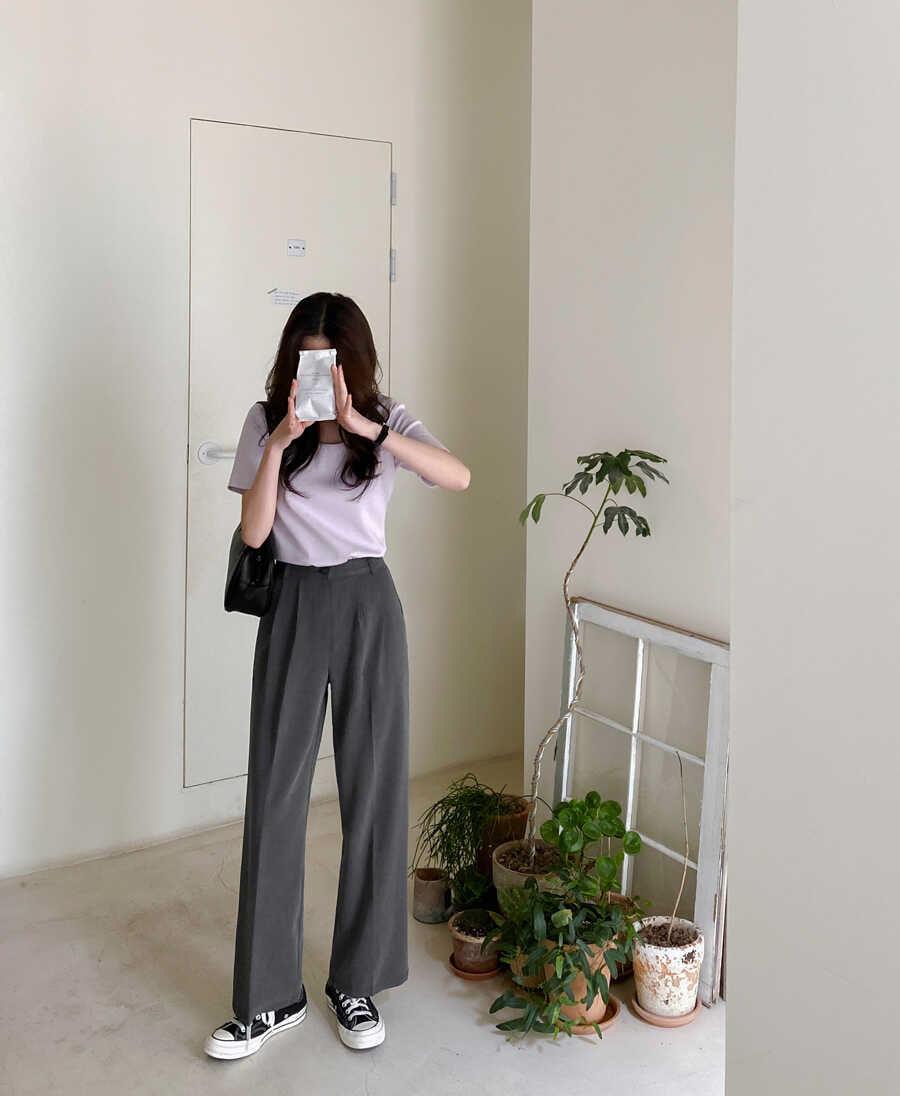 【三種長度】兩針褶日常西裝闊褲<KR> (S~2XL) - IKIMSTORE
