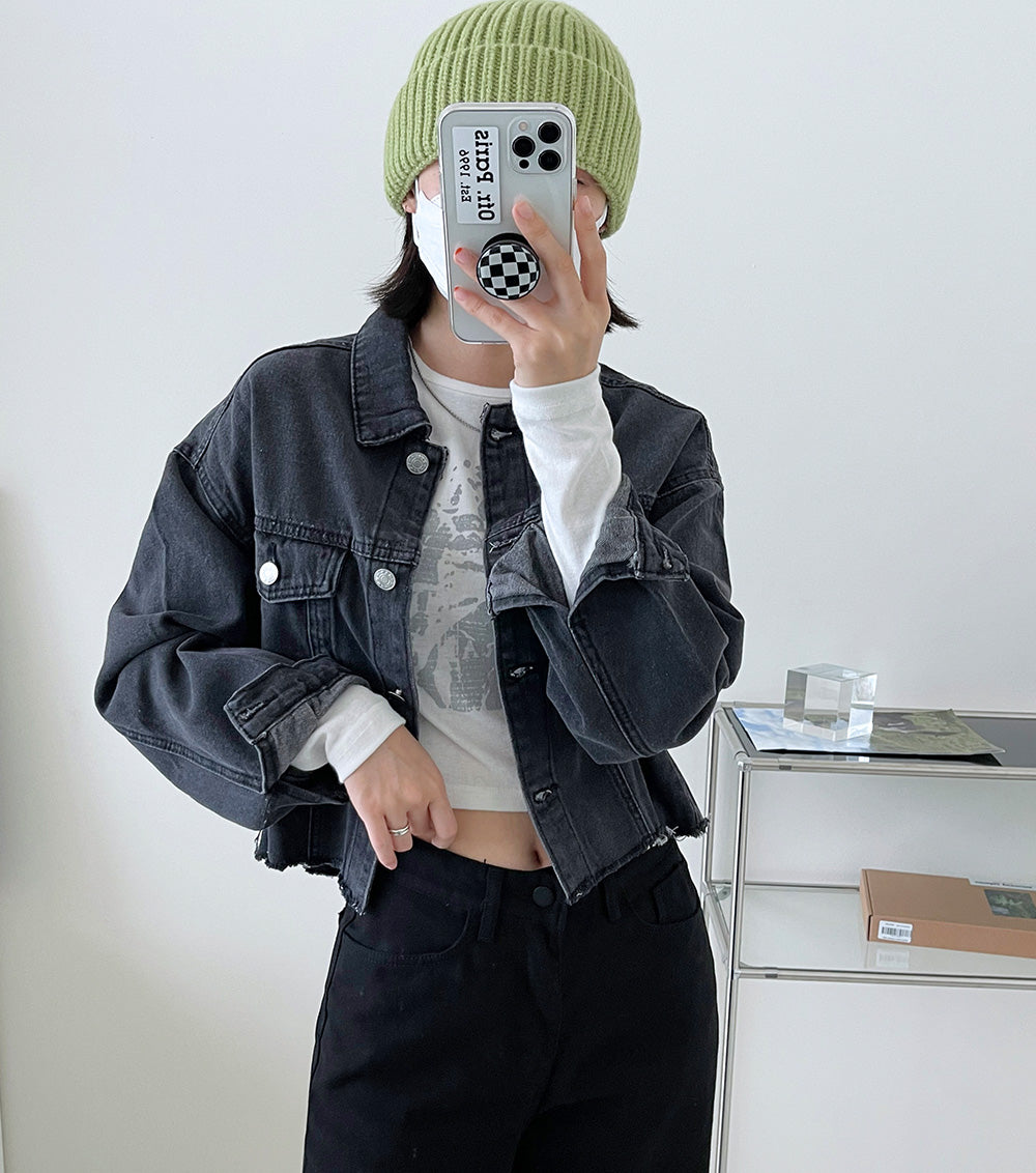街頭風破邊牛仔外套