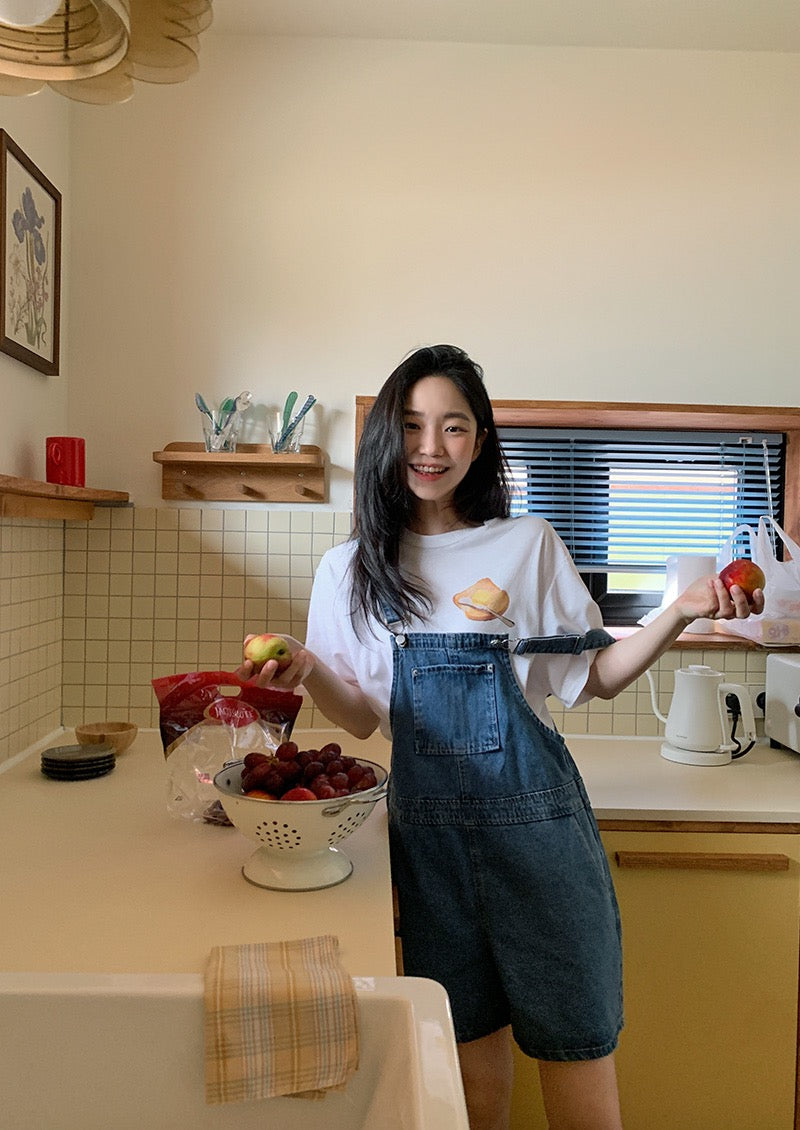 復古牛仔背帶短褲
