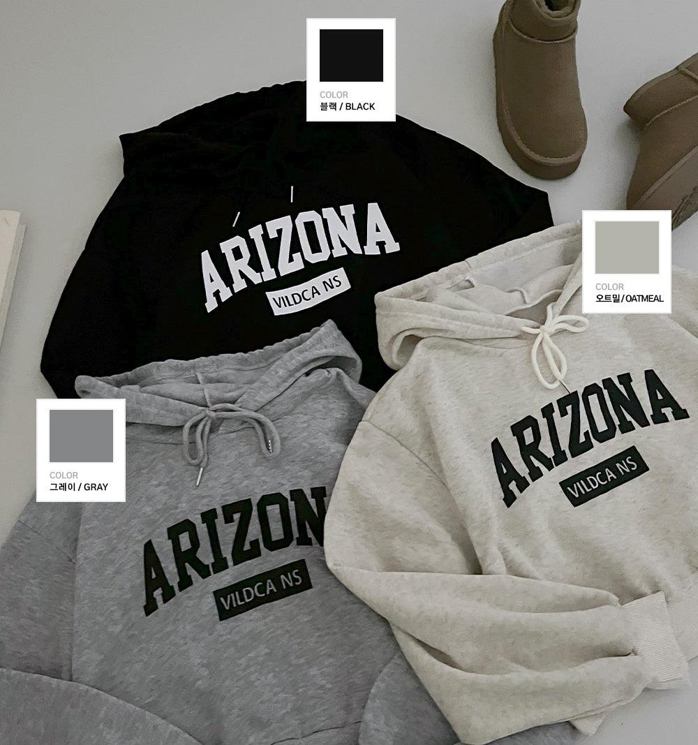 Arizona印花拉絨短款連帽衫(3color) - IKIMSTORE