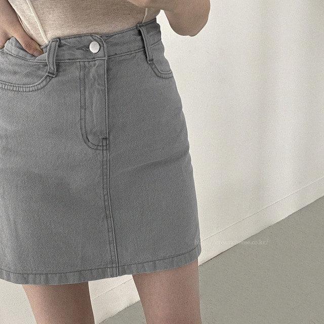 簡約明線牛仔裙<KR> - IKIMSTORE