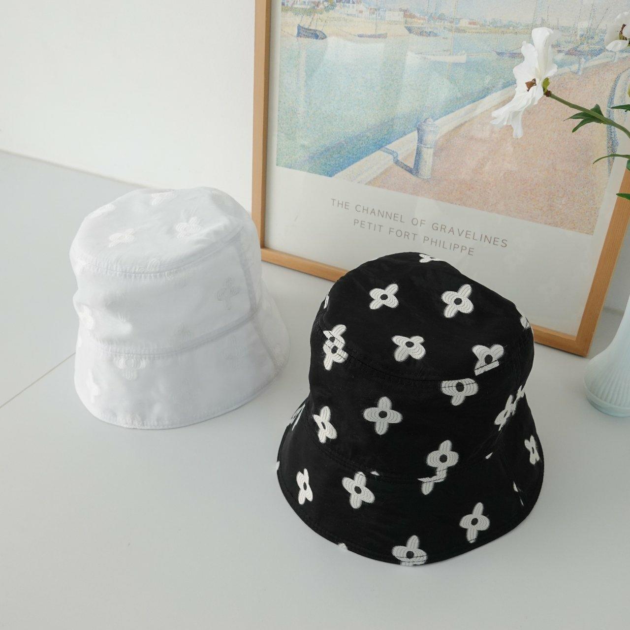 【現貨黑】🌼花花刺繡漁夫帽<KR> - IKIMSTORE