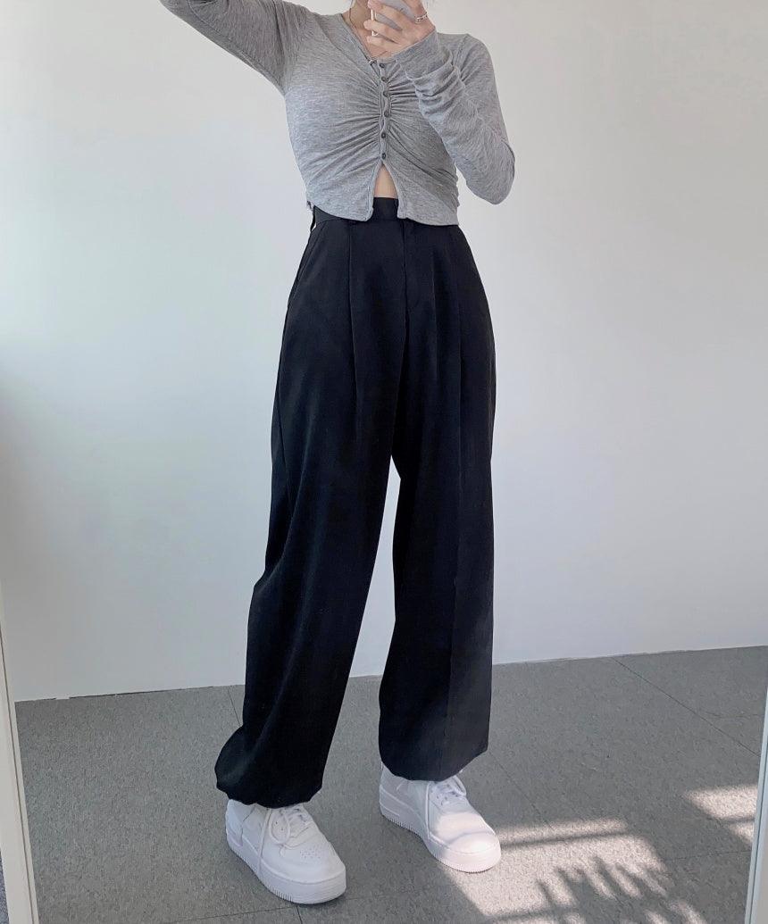 (兩穿!休閒/慢跑褲)束腳抽繩休閒闊褲<KR>(S-L) - IKIMSTORE