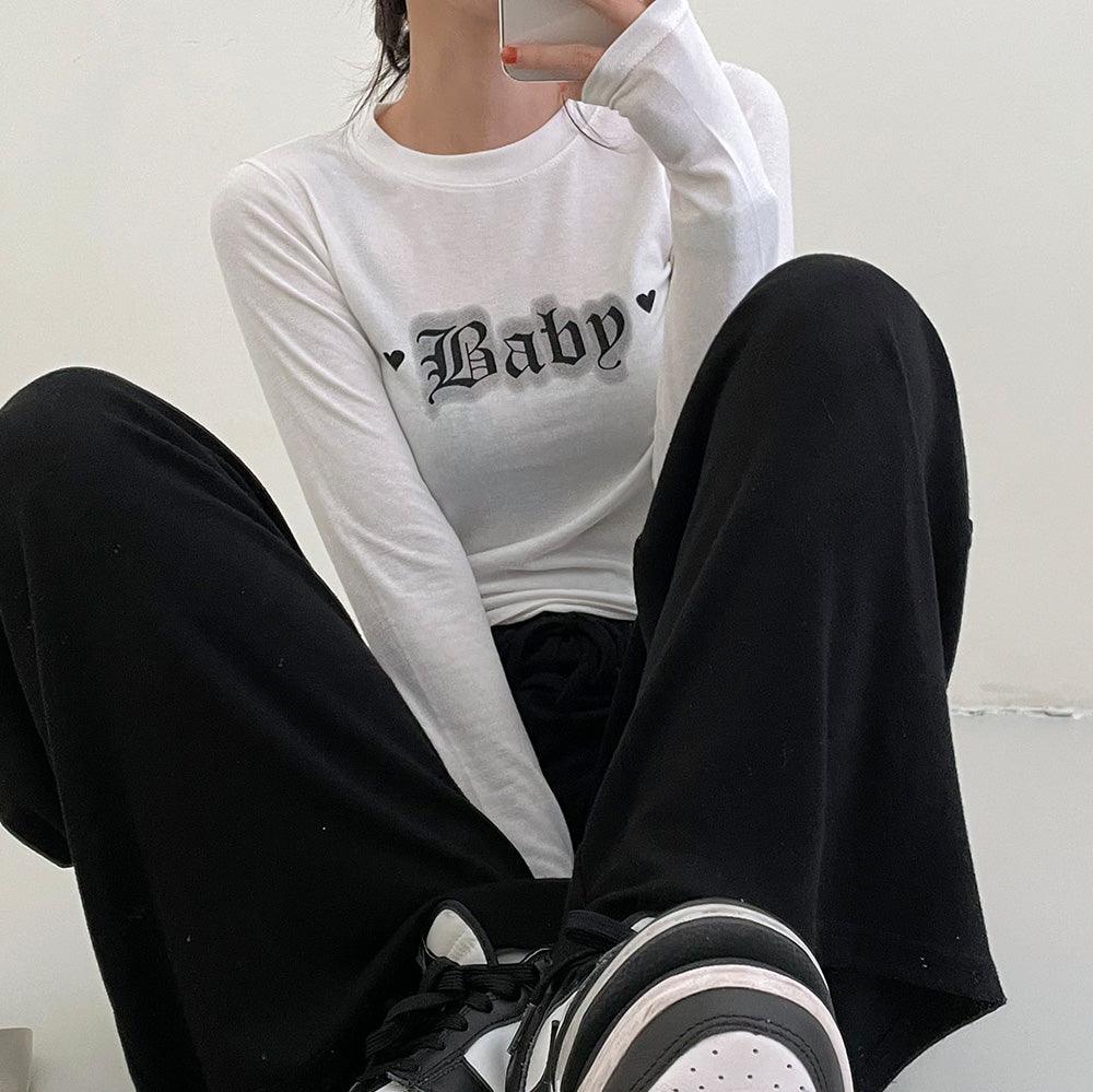 韓製Baby短款長袖T恤<KR> - IKIMSTORE